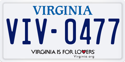 VA license plate VIV0477