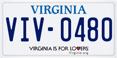 VA license plate VIV0480