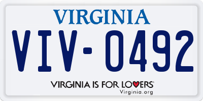 VA license plate VIV0492