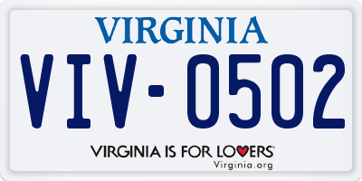 VA license plate VIV0502