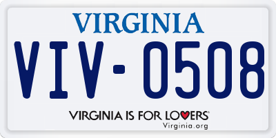 VA license plate VIV0508