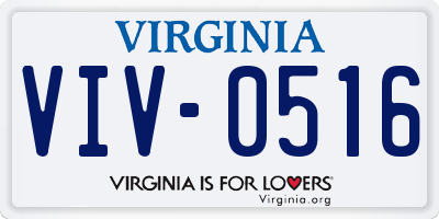 VA license plate VIV0516