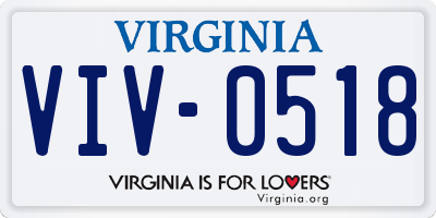 VA license plate VIV0518