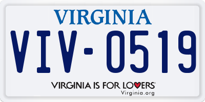 VA license plate VIV0519