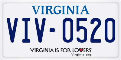 VA license plate VIV0520