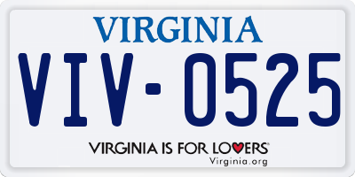 VA license plate VIV0525