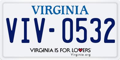 VA license plate VIV0532