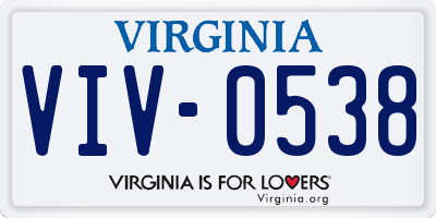 VA license plate VIV0538