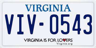 VA license plate VIV0543