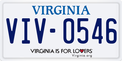 VA license plate VIV0546