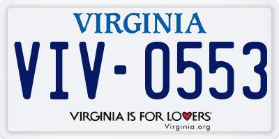 VA license plate VIV0553