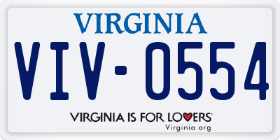 VA license plate VIV0554