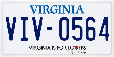 VA license plate VIV0564