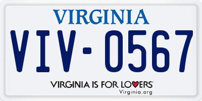 VA license plate VIV0567