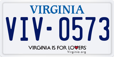 VA license plate VIV0573
