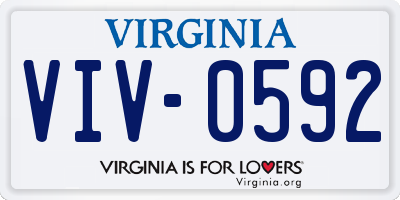 VA license plate VIV0592