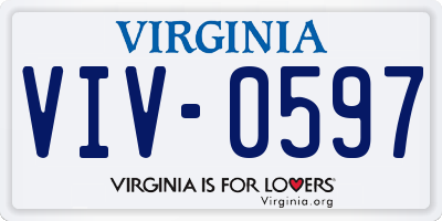 VA license plate VIV0597