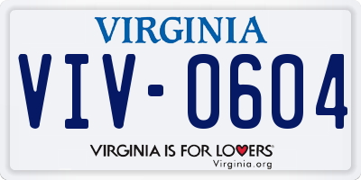 VA license plate VIV0604