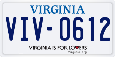 VA license plate VIV0612