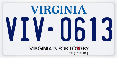 VA license plate VIV0613