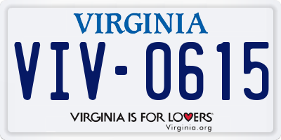 VA license plate VIV0615