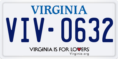 VA license plate VIV0632