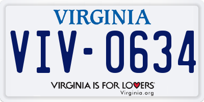 VA license plate VIV0634