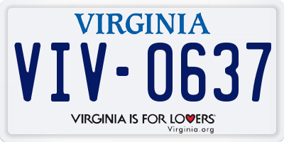 VA license plate VIV0637