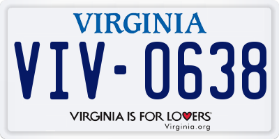 VA license plate VIV0638