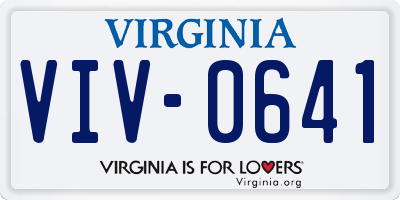 VA license plate VIV0641