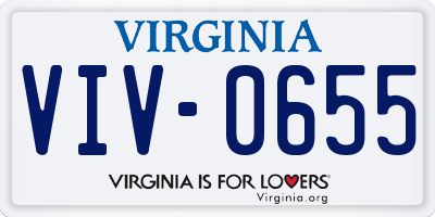 VA license plate VIV0655