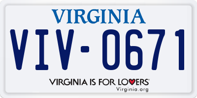 VA license plate VIV0671
