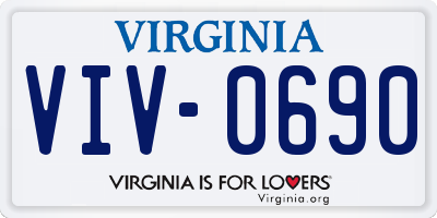 VA license plate VIV0690