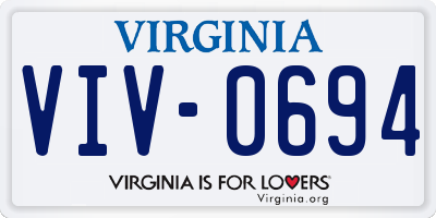 VA license plate VIV0694