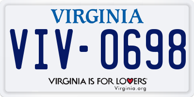 VA license plate VIV0698