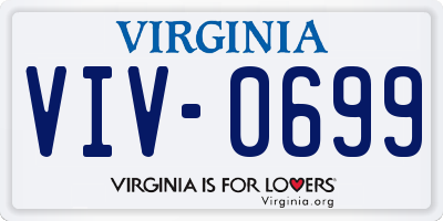 VA license plate VIV0699