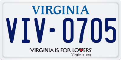 VA license plate VIV0705