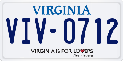 VA license plate VIV0712