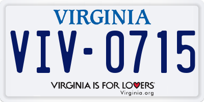 VA license plate VIV0715