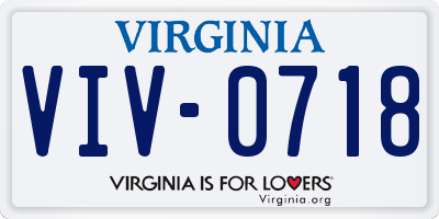 VA license plate VIV0718