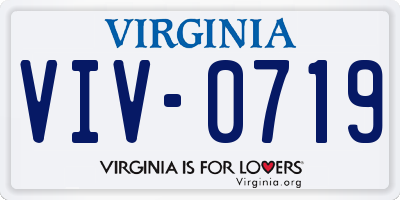 VA license plate VIV0719