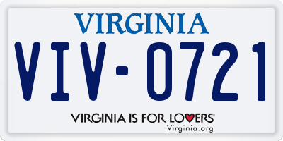 VA license plate VIV0721