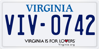 VA license plate VIV0742