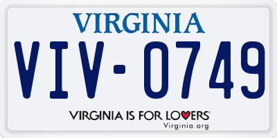 VA license plate VIV0749