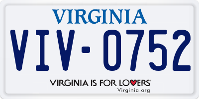 VA license plate VIV0752