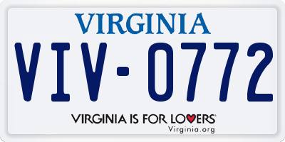 VA license plate VIV0772