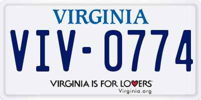 VA license plate VIV0774