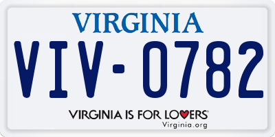 VA license plate VIV0782