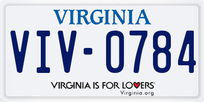 VA license plate VIV0784