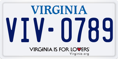 VA license plate VIV0789